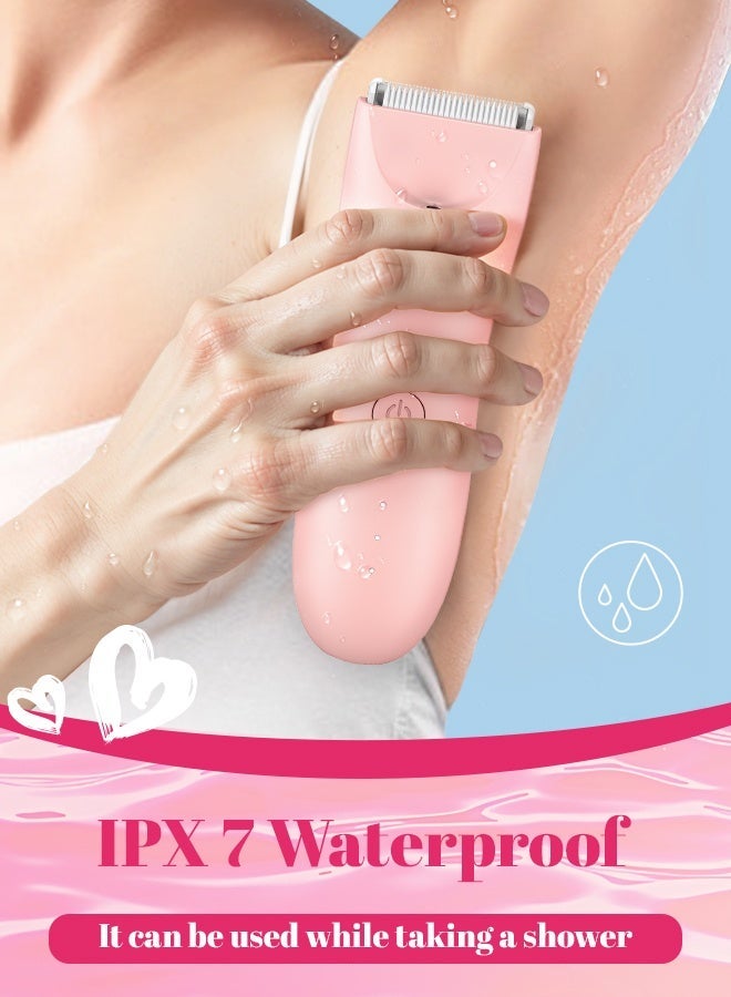 ENSSU Bikini Trimmer for Women - 2 in 1 Pubic Hair Trimmer IPX7 Waterproof, Razors for Women with LED Light & USB Charge, Painless Electric Shaver with Ceramic Blade for Bikini Legs Arm Underarm - Image 5